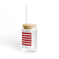 Old Saybrook Connecticut Flag Glass Can with Straw and Lid, 16oz