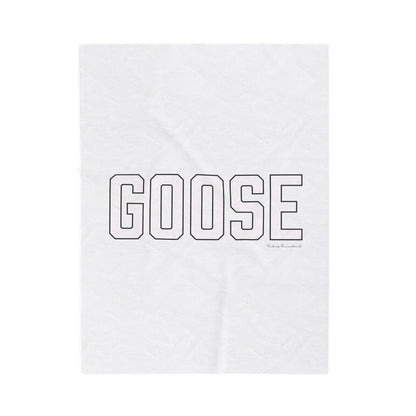Goose Zip Code White & Black Velveteen Plush Blanket