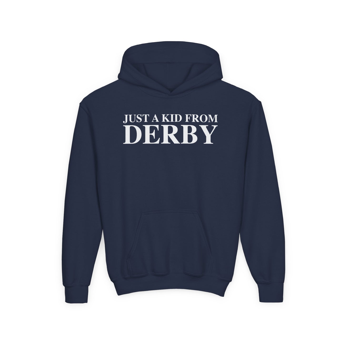 Just a kid from Derby Youth Heavy Blend Hooded Sweatshirt