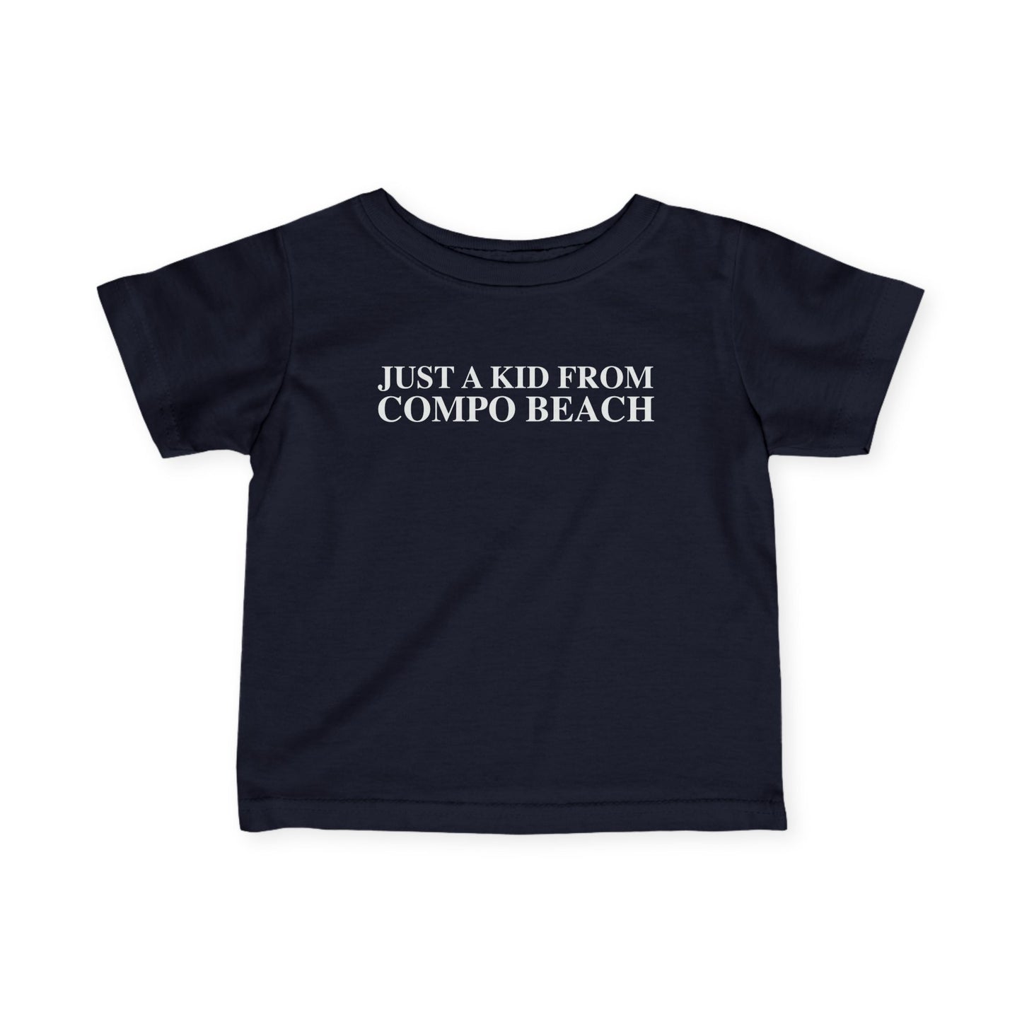 Just a kid from Compo Beach Infant Fine Jersey T-Shirt