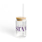 41 Tilt Stamford Glass Can with Straw and Lid, 16oz