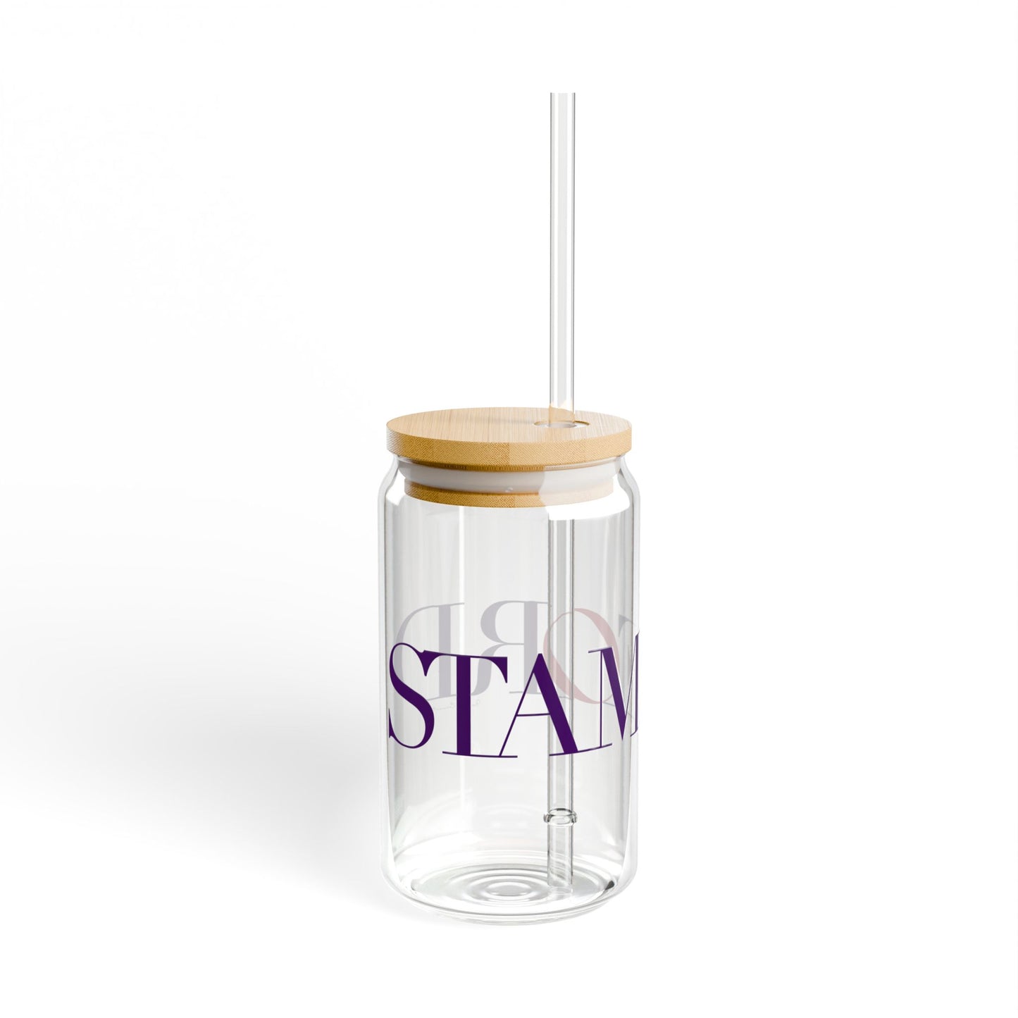 41 Tilt Stamford Glass Can with Straw and Lid, 16oz
