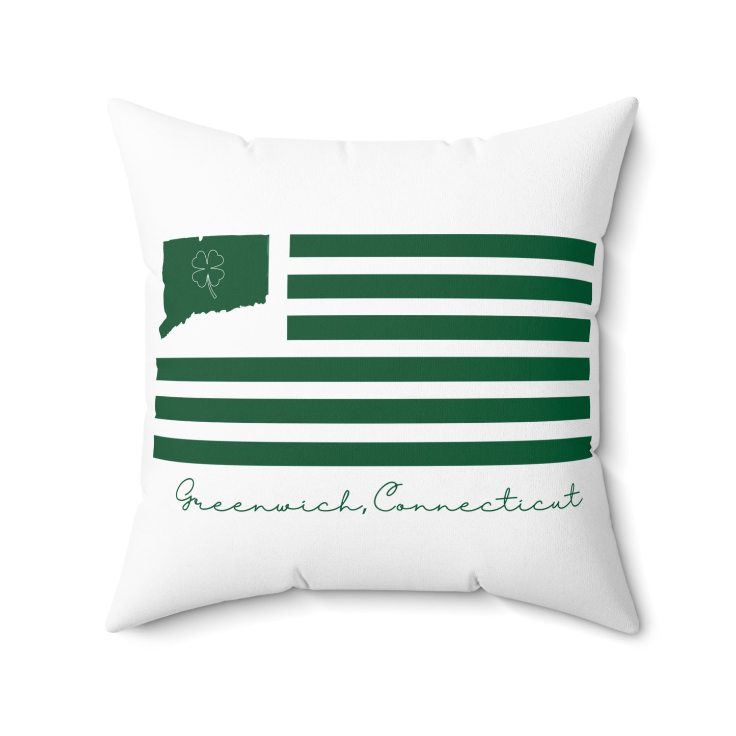 Greenwich Connecticut St Patrick’s Day Flag Spun Polyester Square Pillow