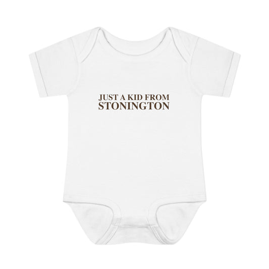 Just a kid from Stonington Infant Baby Rib Bodysuit