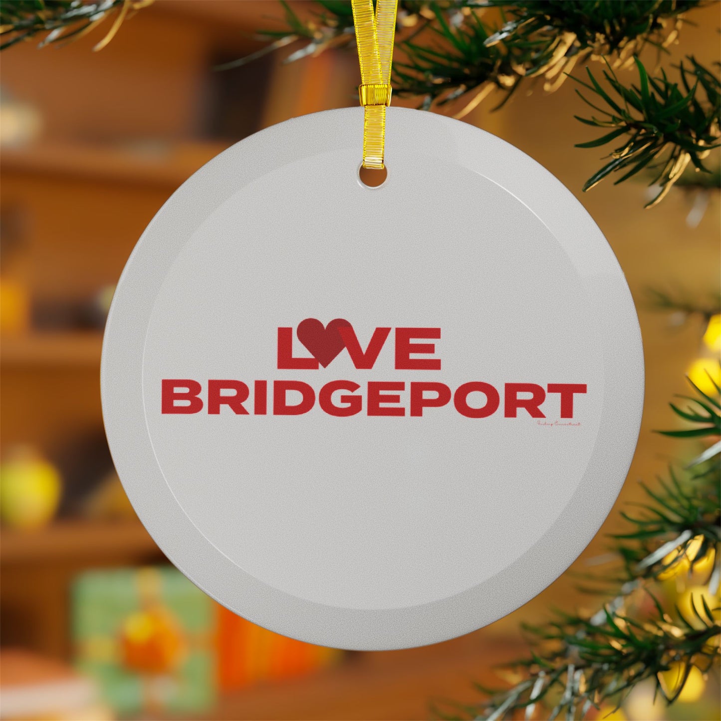 Love Bridgeport Glass Ornaments