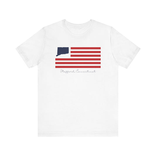 Stafford Connecticut Flag Unisex Jersey Short Sleeve T-Shirt