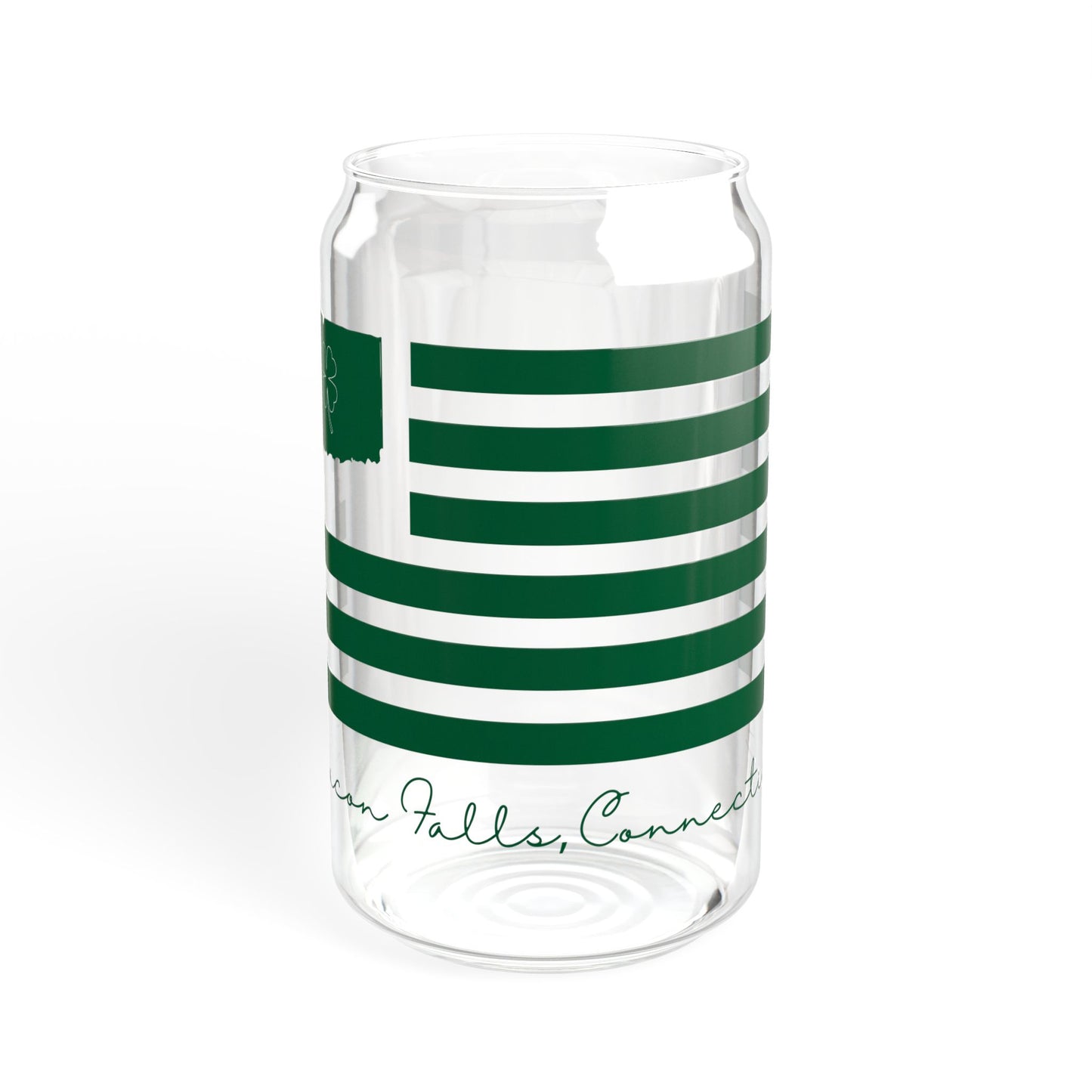 Beacon Falls Connecticut St. Patrick’s Day Flag Sipper Glass, 16oz