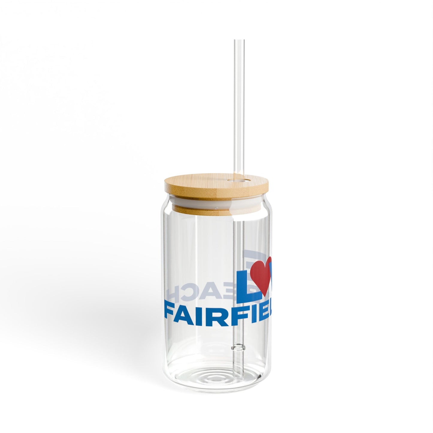 Love Fairfield Beach Glass Can with Straw and Lid, 16oz