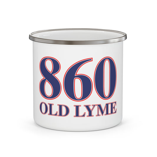 860 Old Lyme Red, White & Blue Enamel Camping Mug