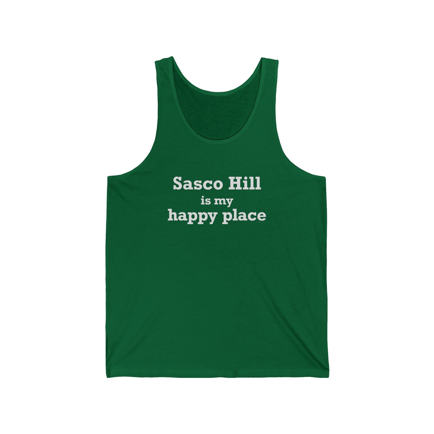 Sasco Hill is My Happy Place Unisex Jersey Tank