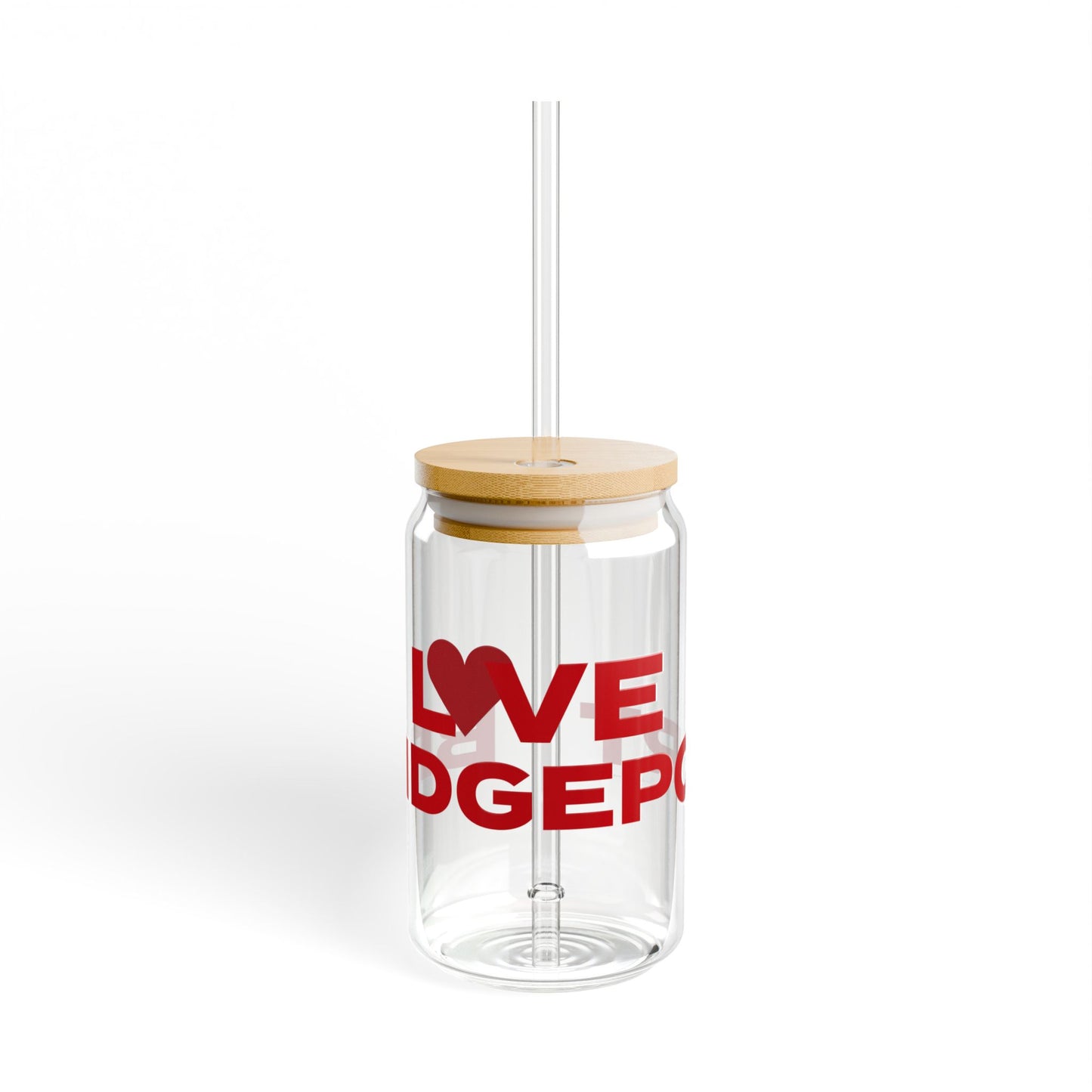 Love Bridgeport Glass Can with Straw and Lid, 16oz