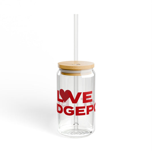 Love Bridgeport Glass Can with Straw and Lid, 16oz