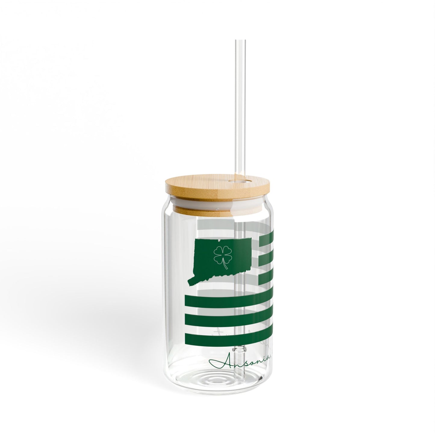 Ansonia Connecticut St. Patrick’s Day Flag Sipper Glass, 16oz