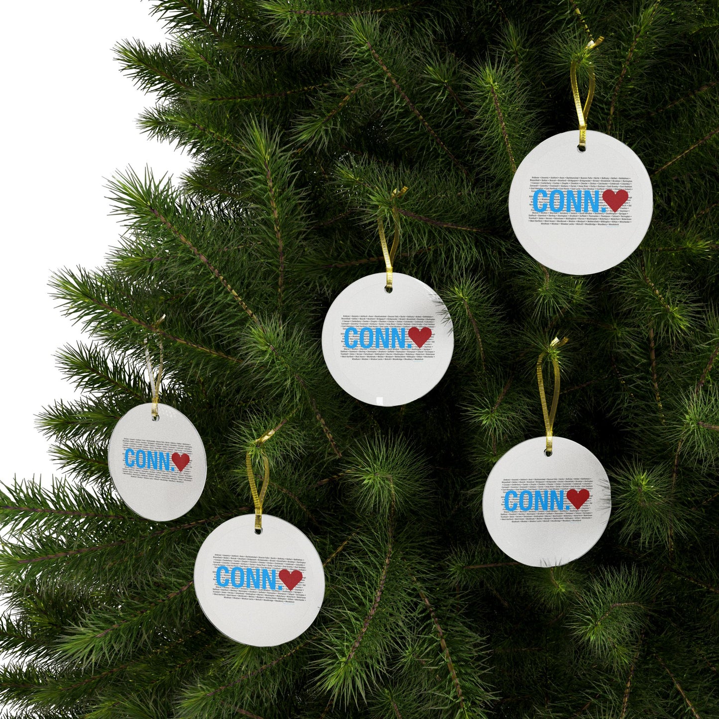 Connecticut Love Glass Ornaments