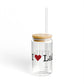 I Heart Lake Hills. Glass Can with Straw and Lid, 16oz