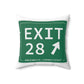 Vintage Exit 28 Merritt Parkway Sign Spun Polyester Square Pillow