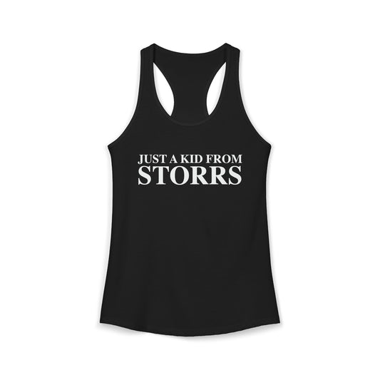 Just a kid from Storrs Women's Ideal Racerback Tank Top
