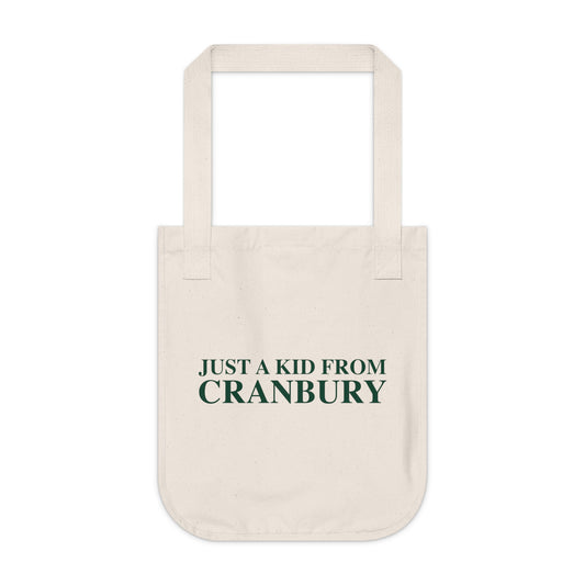 Just a kid from Cranbury Organic Canvas Tote Bag