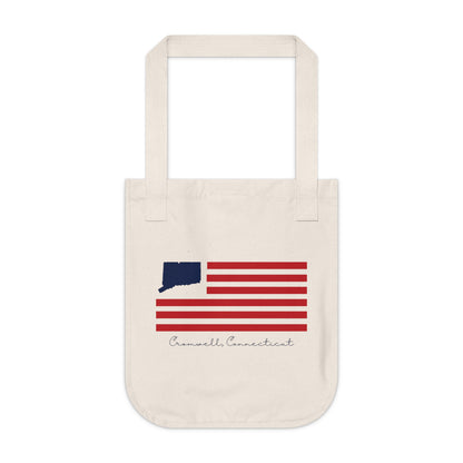 Cromwell Connecticut Flag Organic Canvas Tote Bag