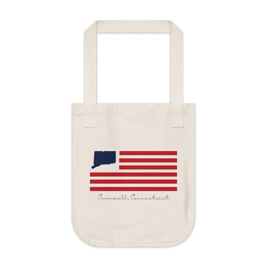 Cromwell Connecticut Flag Organic Canvas Tote Bag