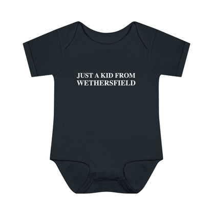 Just a kid from Wethersfield Infant Baby Rib Bodysuit