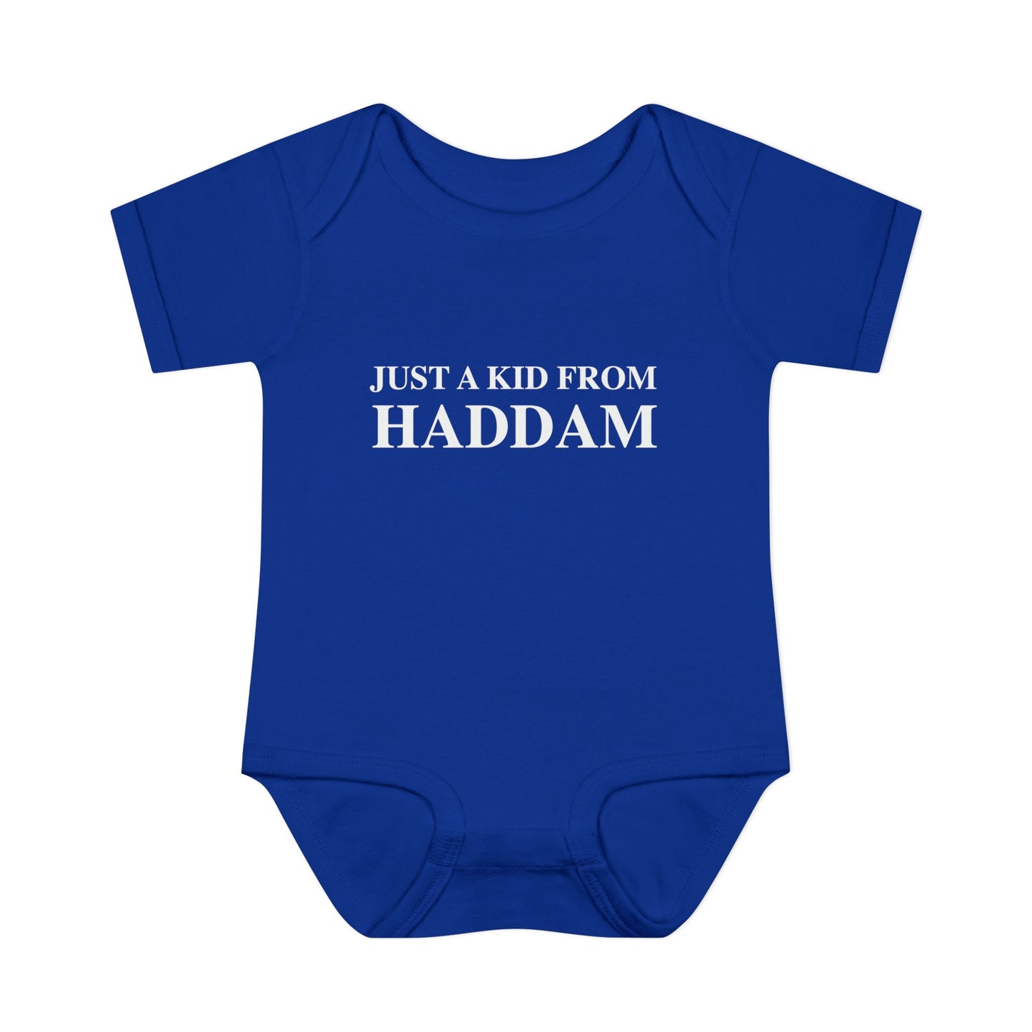 Just a kid from Haddam Infant Baby Rib Bodysuit