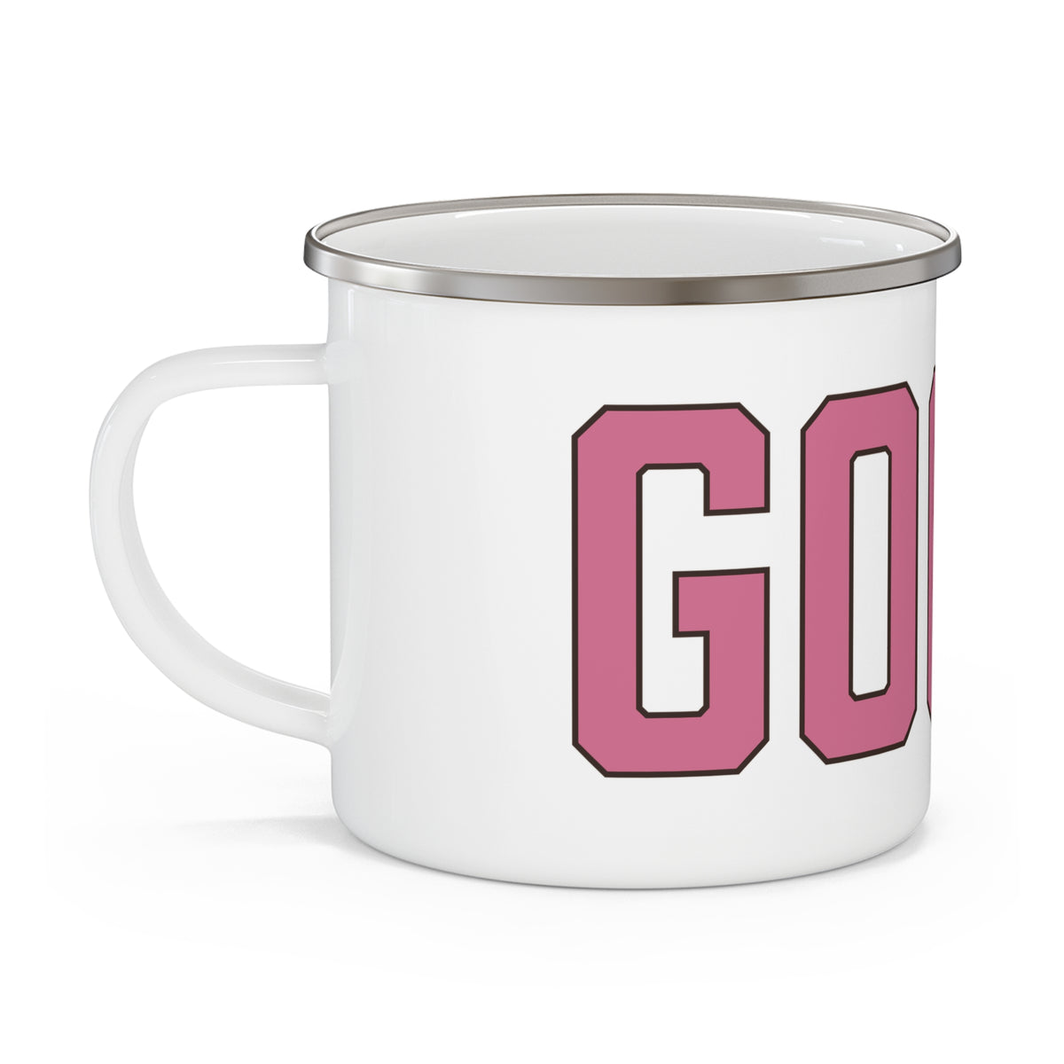 Goose Zip Code Pink & Black Enamel Camping Mug