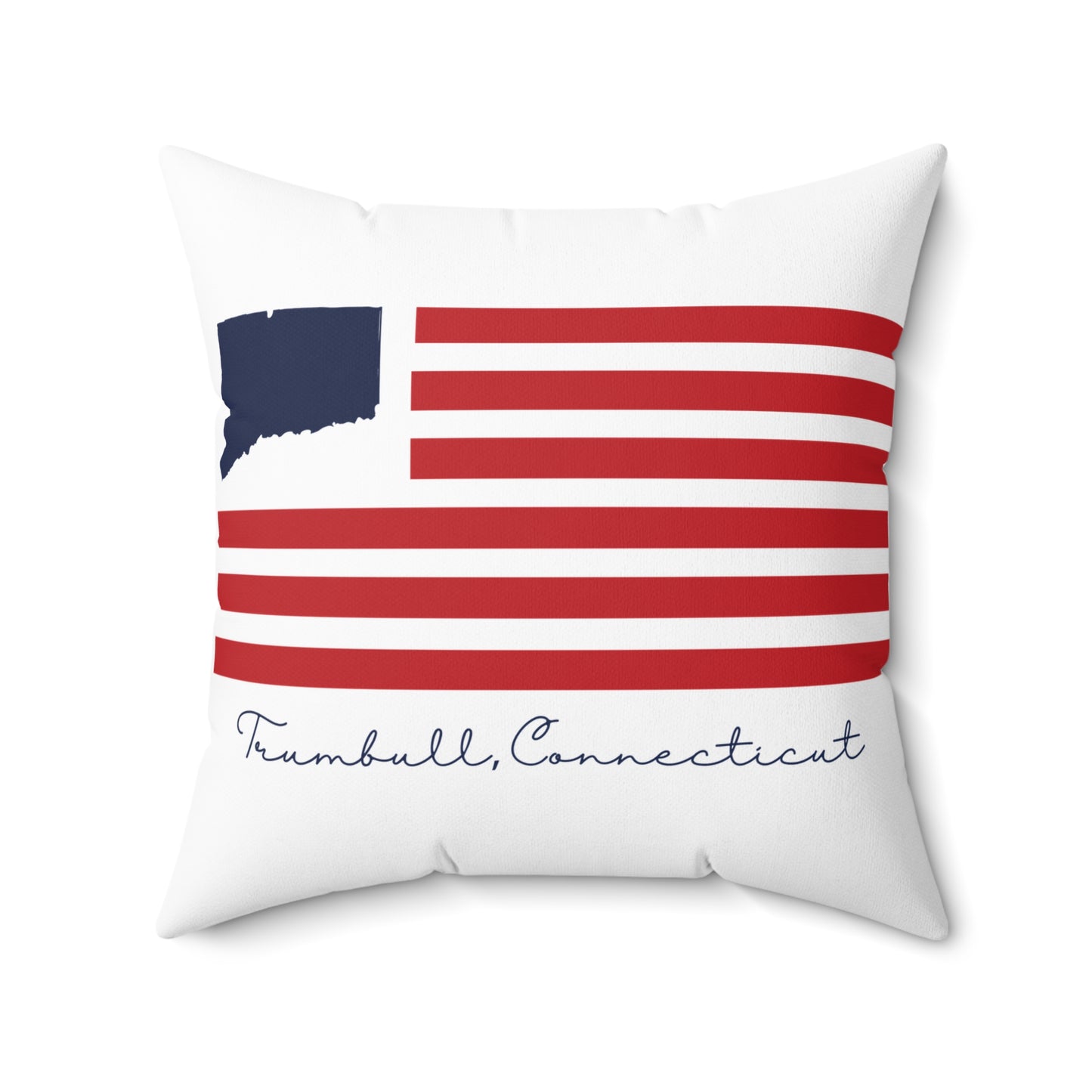 Trumbull Connecticut Flag Spun Polyester Square Pillow