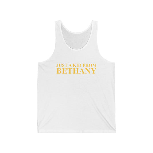 Just a kid from Bethany Unisex Jersey Tank Top