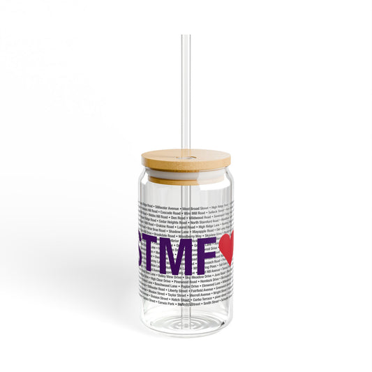 Stamford Love Glass Can with Straw and Lid, 16oz