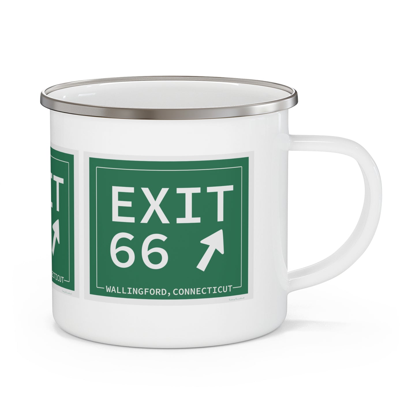 Vintage Exit 66 WCP Sign Enamel Camping Mug