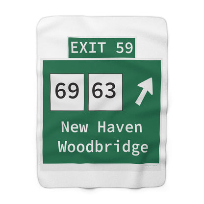 Vintage WCP Exit 59 Sign Sherpa Fleece Blanket