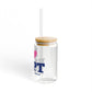 I Heart BRPT Glass Can with Straw and Lid, 16oz