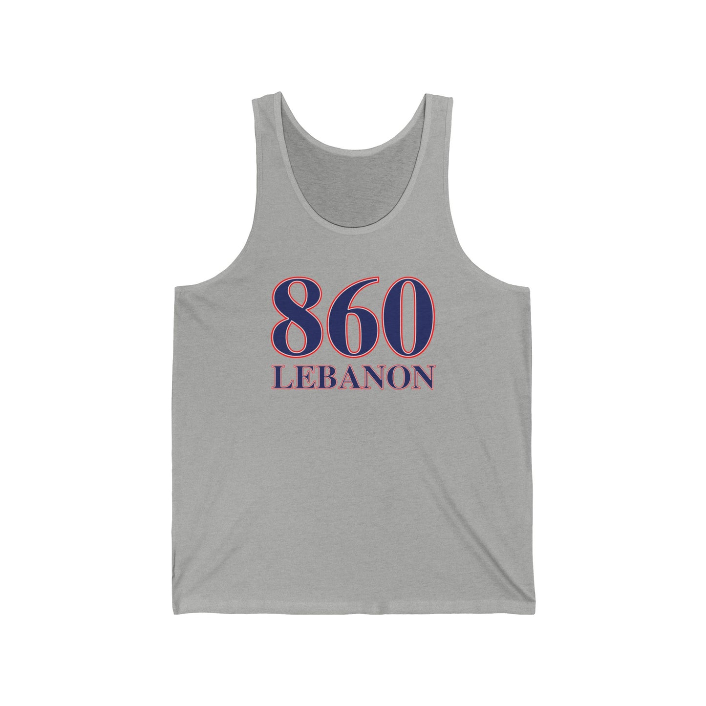 860 Lebanon Red White & Blue Unisex Jersey Tank Top