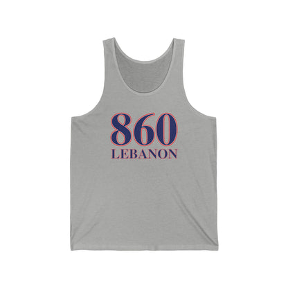 860 Lebanon Red White & Blue Unisex Jersey Tank Top