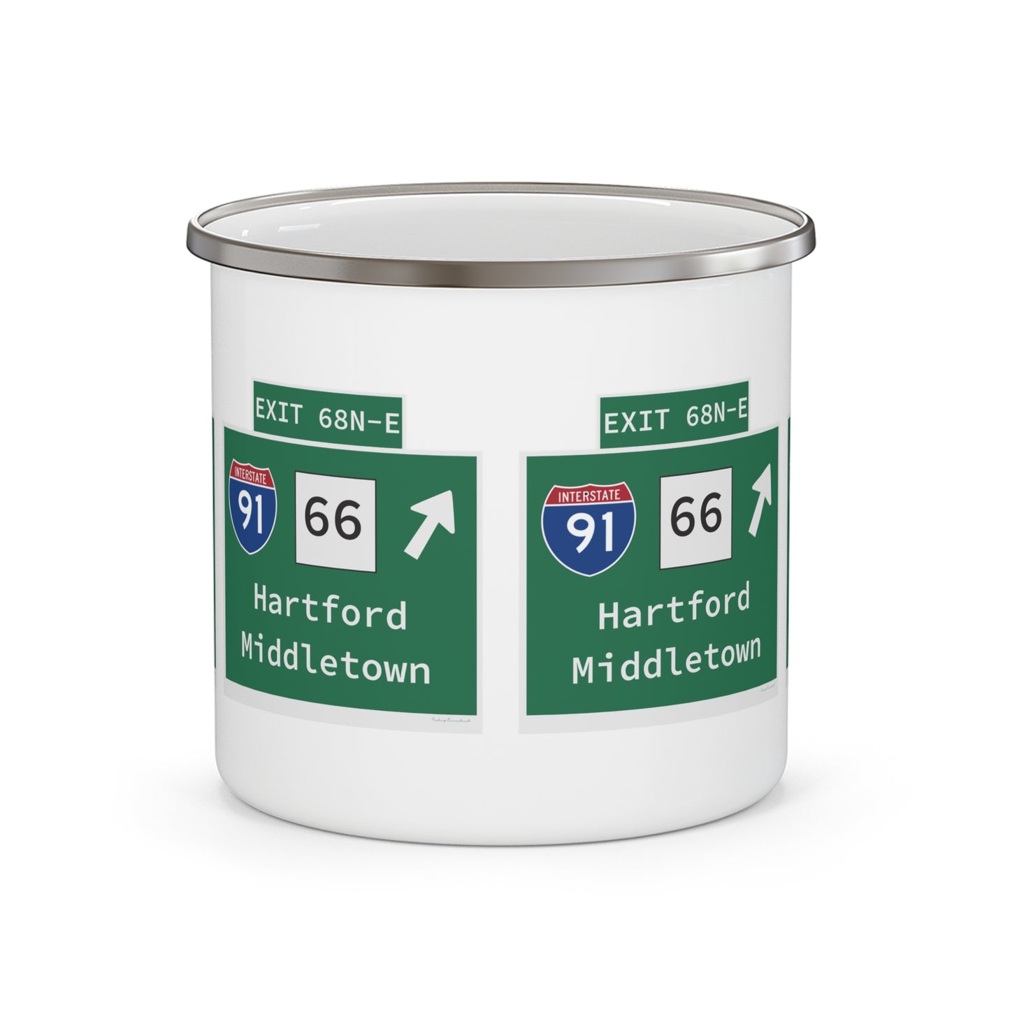 Vintage WCP Exit 68-NE Sign Enamel Camping Mug