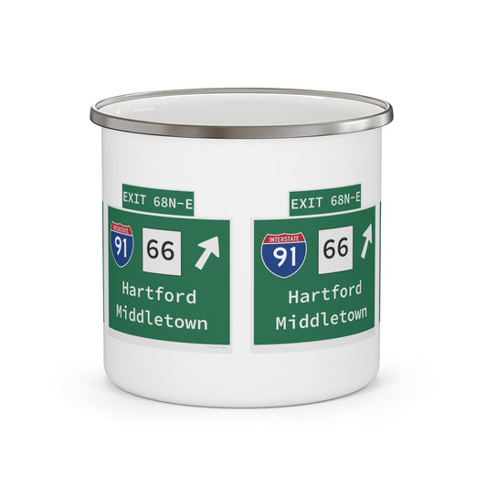 Vintage WCP Exit 68-NE Sign Enamel Camping Mug