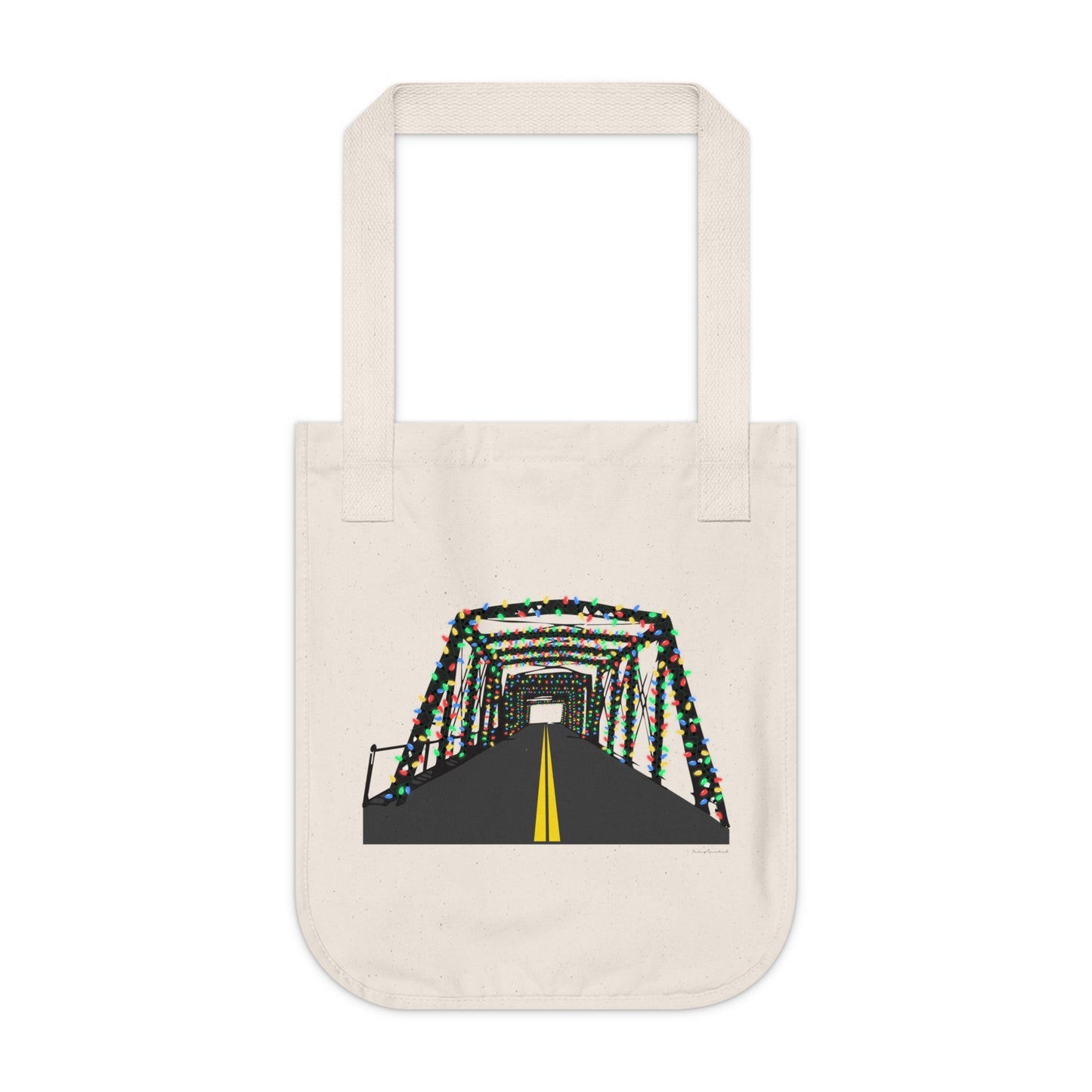 Saugatuck Bridge Lights Organic Canvas Tote Bag