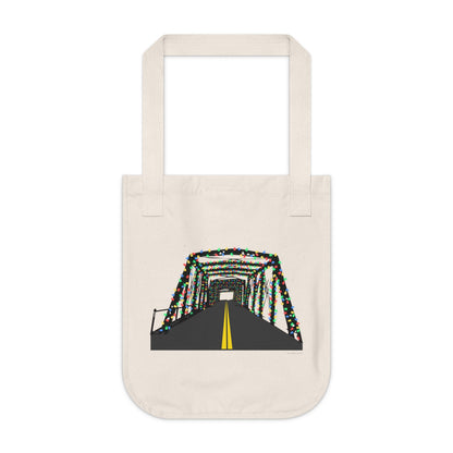 Saugatuck Bridge Lights Organic Canvas Tote Bag