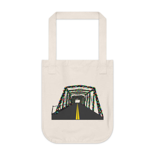 Saugatuck Bridge Lights Organic Canvas Tote Bag