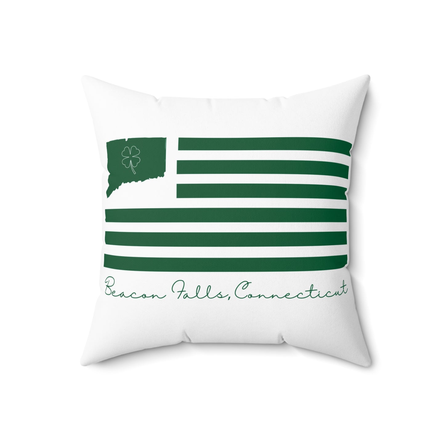 Beacon Falls Connecticut St. Patrick’s Day Flag Spun Polyester Square Pillow