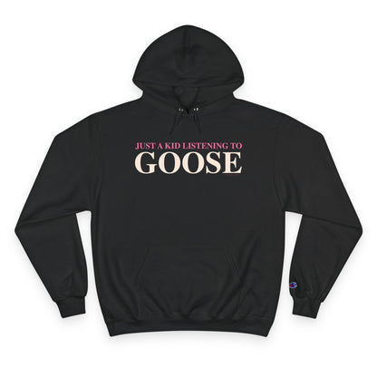 Just a kid listening to Goose - Peach & Pink Champion Hoodie