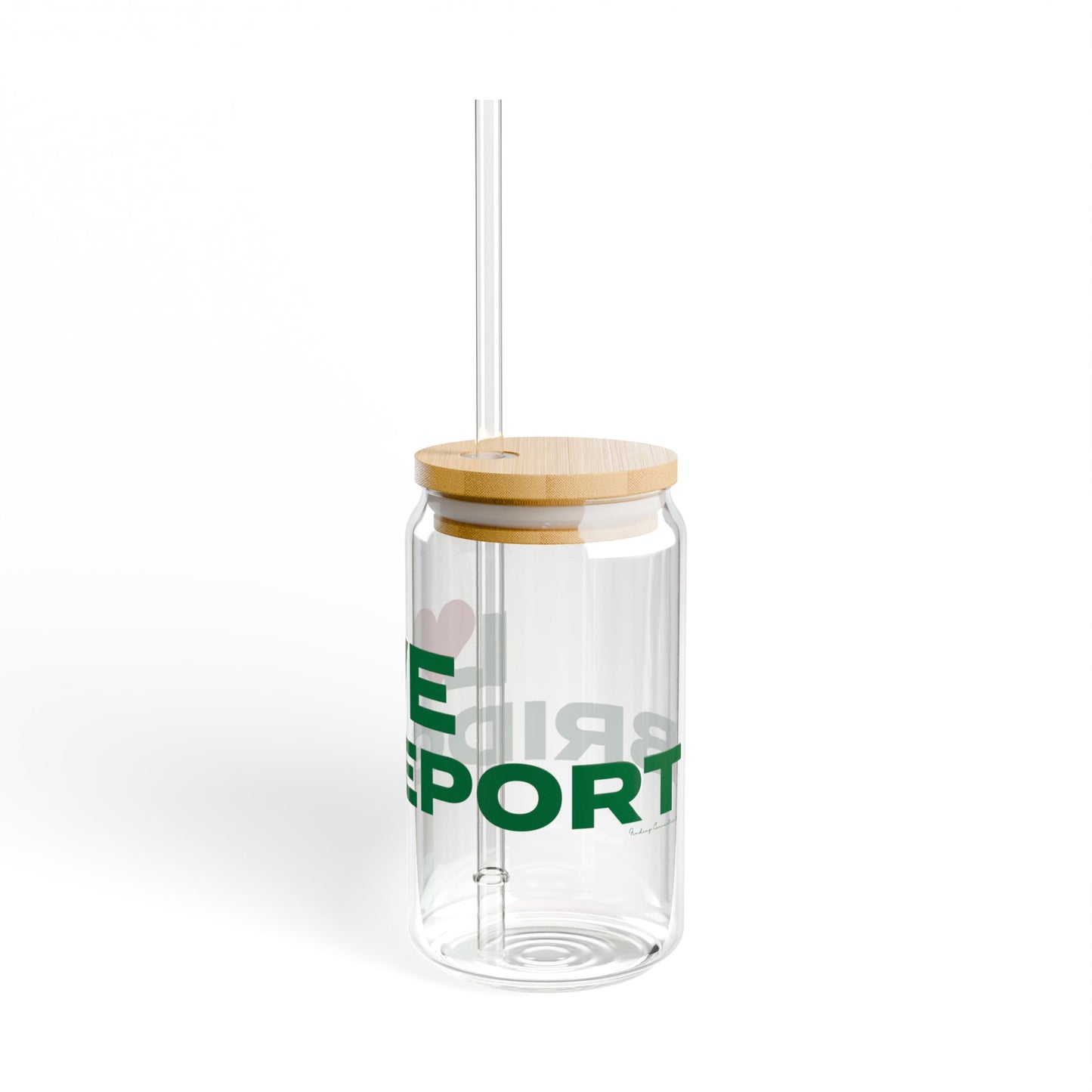 Love Bridgeport Glass Can with Straw and Lid, 16oz