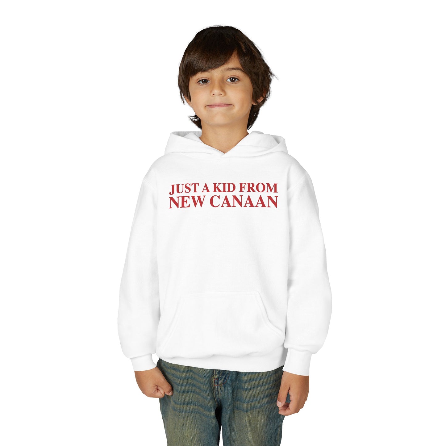 Just a kid from New Canaan Youth Heavy Blend Hooded Sweatshirt