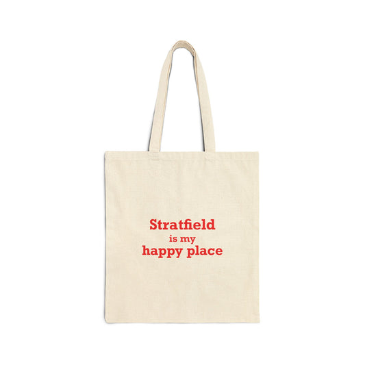 Stratfield Is My Happy Place Cotton Canvas Tote Bag