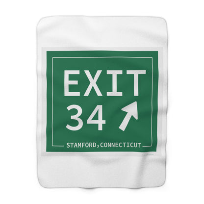 Vintage Exit 34 Merritt Parkway Sign Sherpa Fleece Blanket