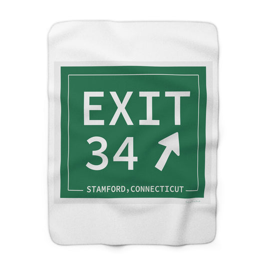 Vintage Exit 34 Merritt Parkway Sign Sherpa Fleece Blanket