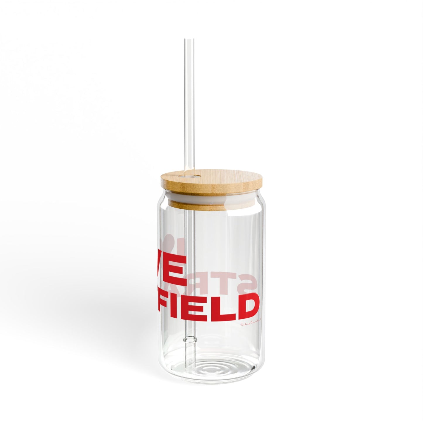 Love Stratfield Glass Can with Straw and Lid, 16oz