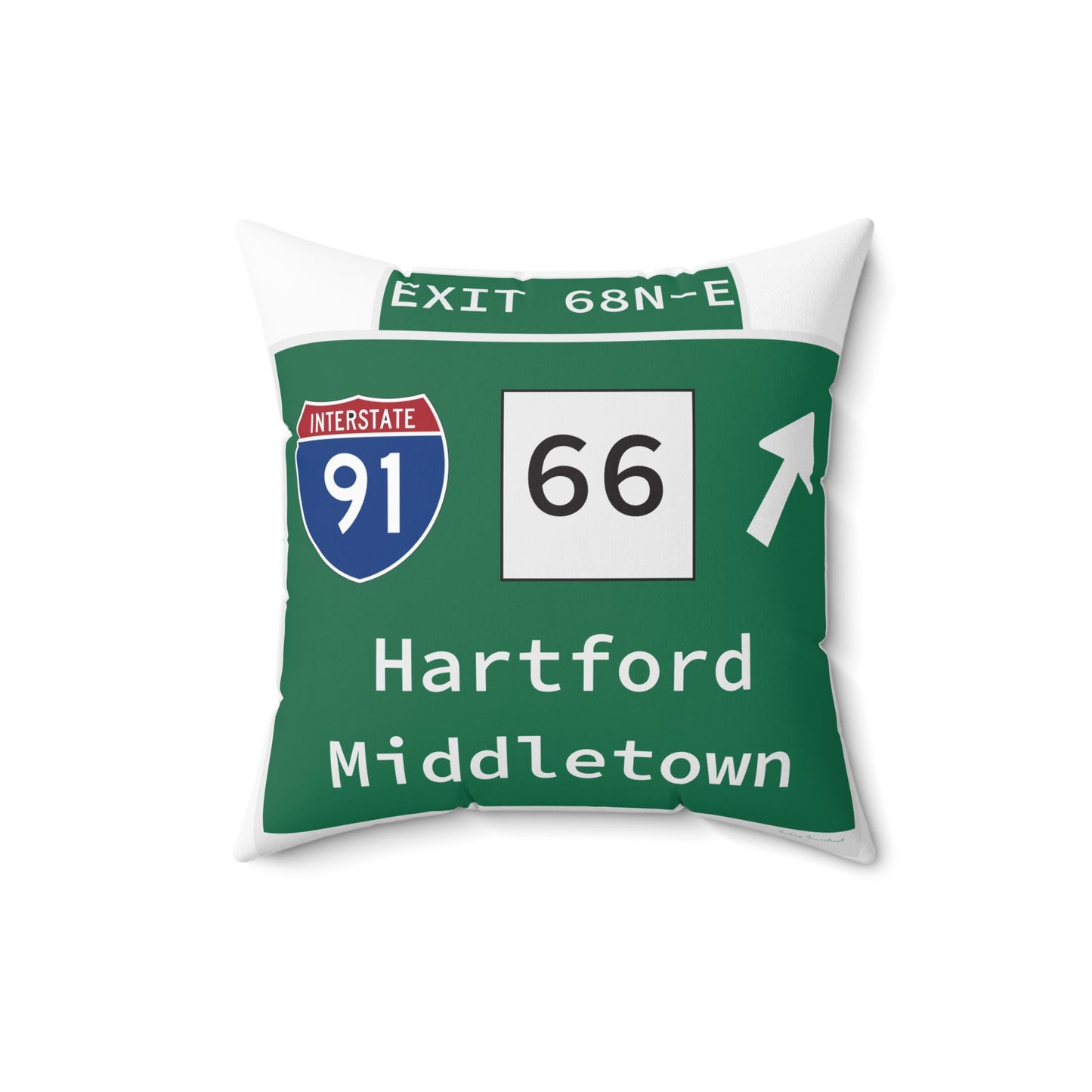 Vintage WCP Exit 68-NE Signpun Polyester Square Pillow