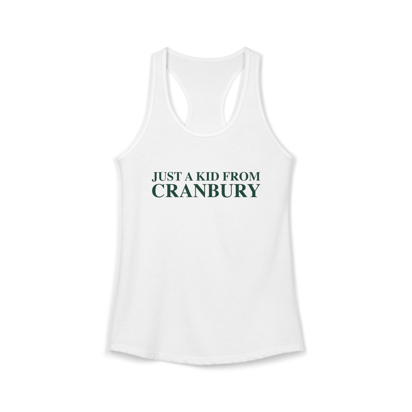 Just a kid from Cranbury Women's Ideal Racerback Tank Top